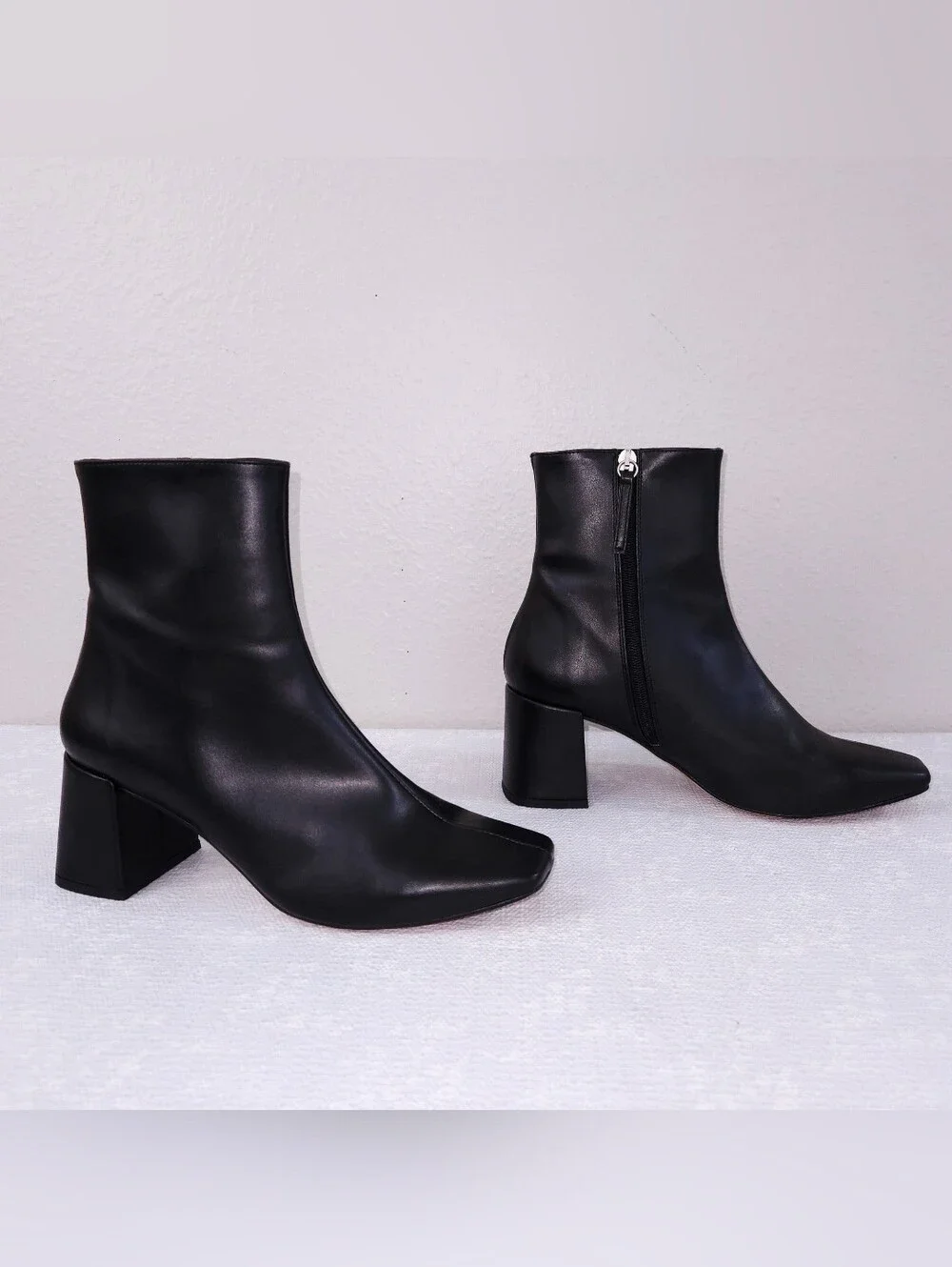 Alohas SVEGAN Watercolor Boots Black Vegan Leather Heeled Booties EU 39